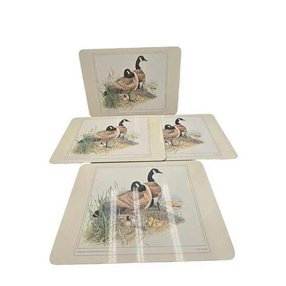 Vintage Glen Loates Canada Geese Cork Back Placemats Set of‎ 4 Wildlife 1982