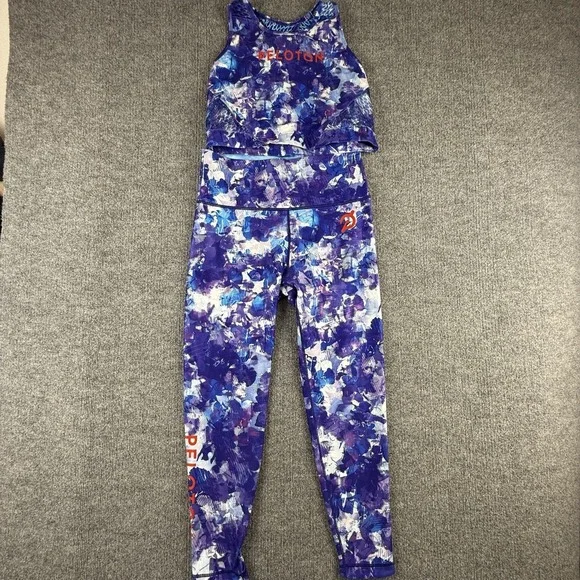 Wear It To‎ Heart Outfit Womens 2XL Blue Tie Dye Peloton Bra Leggings Yoga Set
