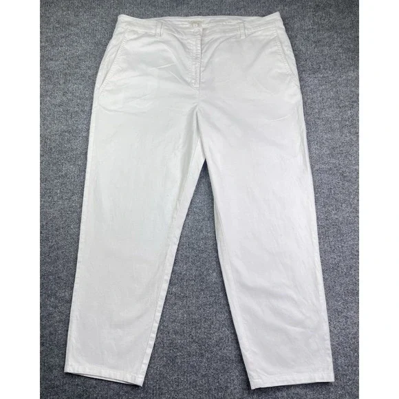 Eileen‎ Fisher Pants Womens 18 White Straight Leg Cotton Twill Casual Classic