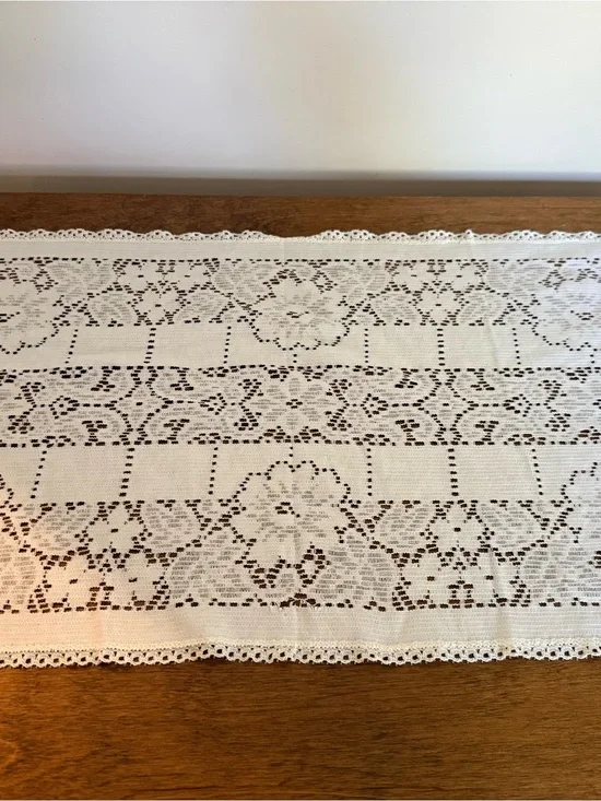 Classic Crochet Lace Table Runner in Cream