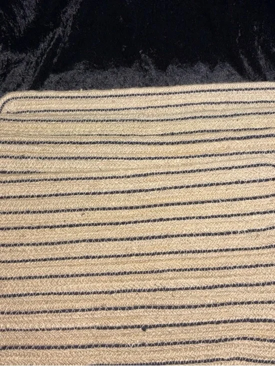 Braided Jute Striped Placemats Set of 4 Natural Navy 13x19 NWOT