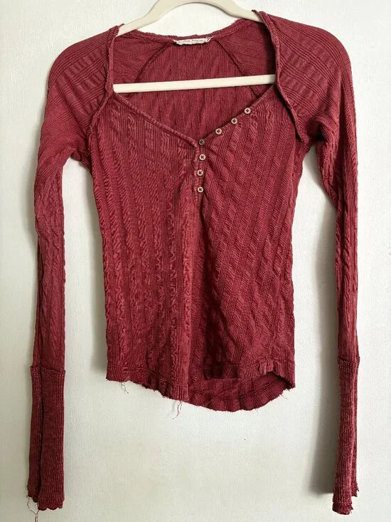 We The Free by Free People Wild Hearts Henley XS Rosewood