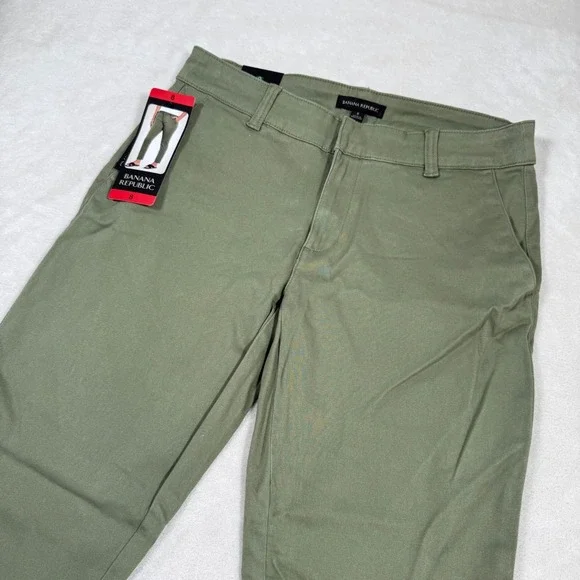 Banana‎ Republic Womens Cropped Chino Pant Green Olive Size 8 NWT 1760086