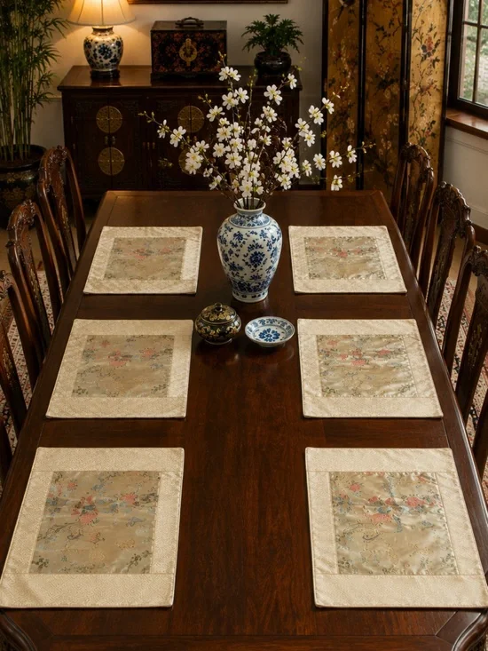 Vintage Chinese Satin Brocade Placemats