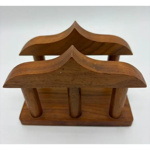 Vintage Farmhouse Cottage Thick Solid Wood Napkin Holder