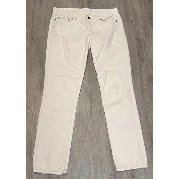 J. Crew Corduroy Pants Women's 28 Reg Ivory Cream Matchstick Skinny Leg‎ Stretch