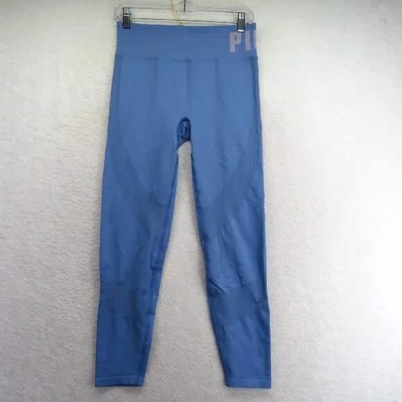 PINK Active Leggings Womens Medium Blue Seamless High Waist Stretch‎ Yoga Pants