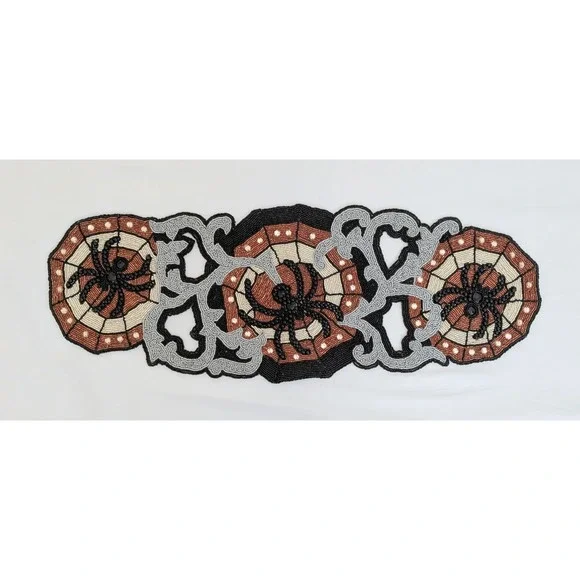 Pier 1 Imports Spider Halloween Beaded Table Runner Decor 13