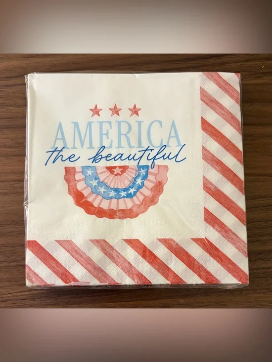 Celebrate It America the Beautiful Patriotic Lunch Napkins 20 Count New