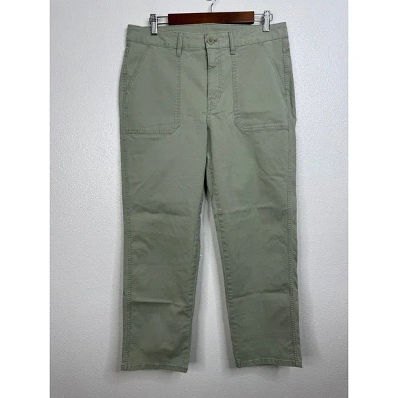 Eddie Bauer Womens 10 Sage Green Utility Patch Pocket Straight Leg Stretch Pants