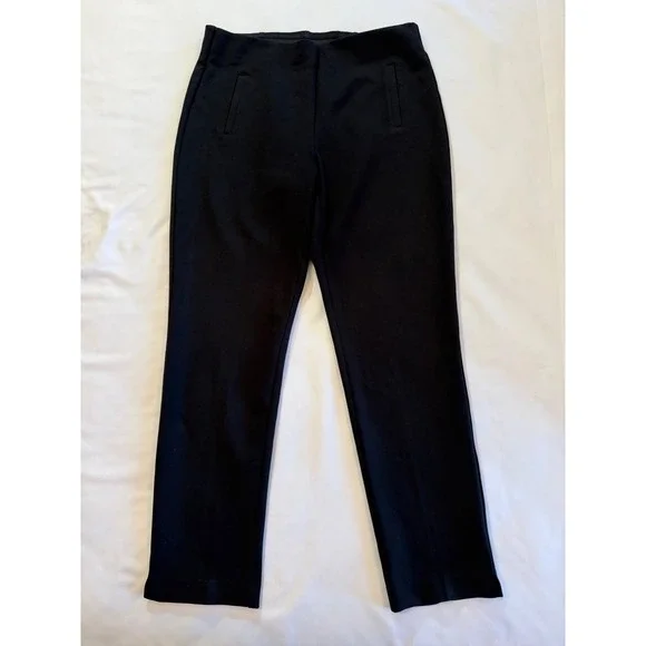 Black Ankle Pants Chico's Size 1 Medium Pull On Ponte Knit Slim Leg‎ Trousers