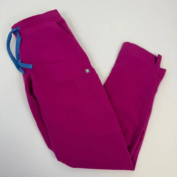 FIGS‎ Technical Collection Magenta Pink Scrub Pants XXS Petite Blue Drawstring