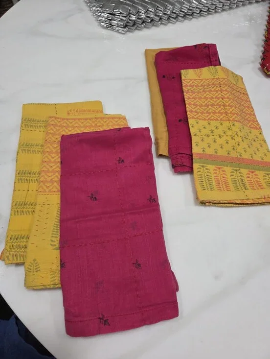 Handsewn Overdyed Artisan Napkin Set - Yellow And Red Variety, 6 Count
