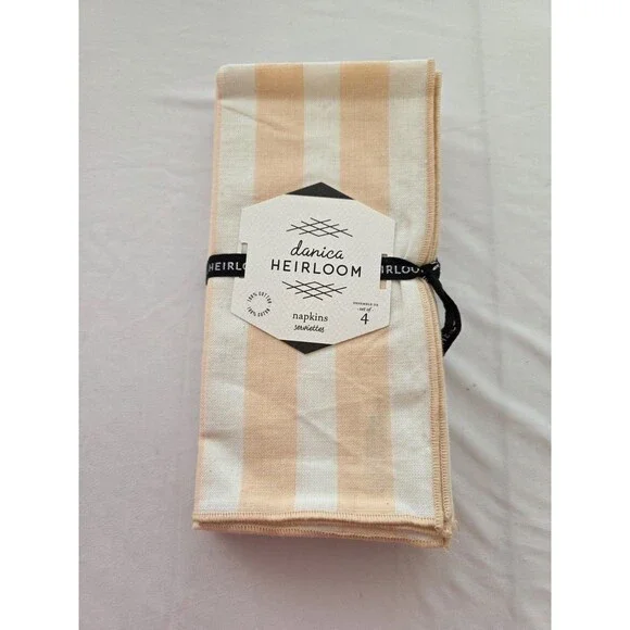 Danica Heirloom Stripe Cotton Napkins in a cheerful, sunny stripe pattern