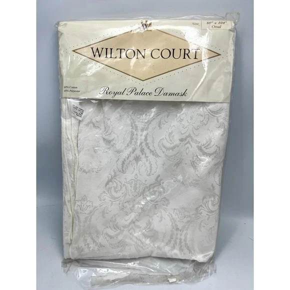 Vintage Wilton Court Royal Palace Damask Tablecloth, 60