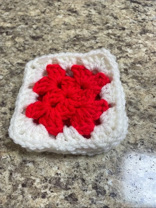 Vintage Handmade Crochet Granny Square Coasters. Lot of 6.