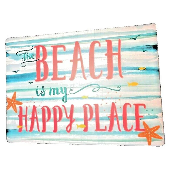 Beach Is My Happy Place Placemats Set of 4 Foam Back Vinyl Beach House Summer