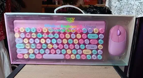 Trend Zone Wireless Keyboard & Mouse Combo with Retro Round Keys