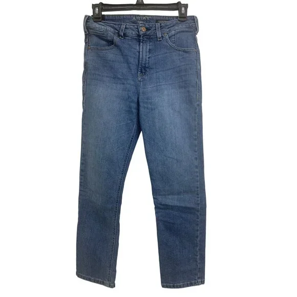 Ariat 27R High Rise Straight Denim Jeans Italian Denim Blue‎ Western