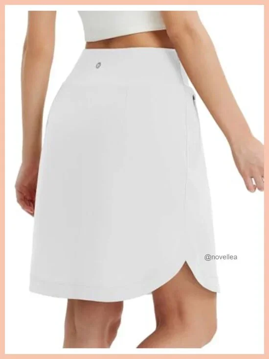 Women's Knee-Length Athletic Skort w/ UPF50+, Zippered Pockets, Built-in Shorts