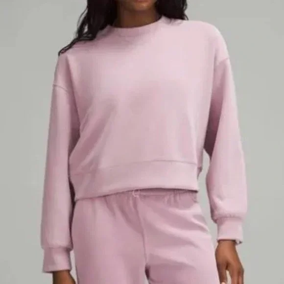 Lululemon Softstreme Perfectly Oversized Cropped Crew Pink LW3GL9S Size 4