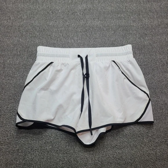 Love & Sports Running Shorts Womens XS White‎ Excellent Contrast Trim Drawstring