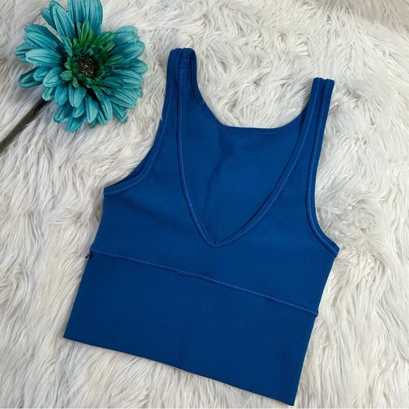 Lululemon • Women’s Power Pivot Tank Blue Ribbed