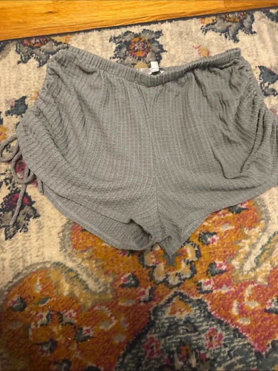 Women's Gaze Waffle-Knit Grey Lounge Shorts