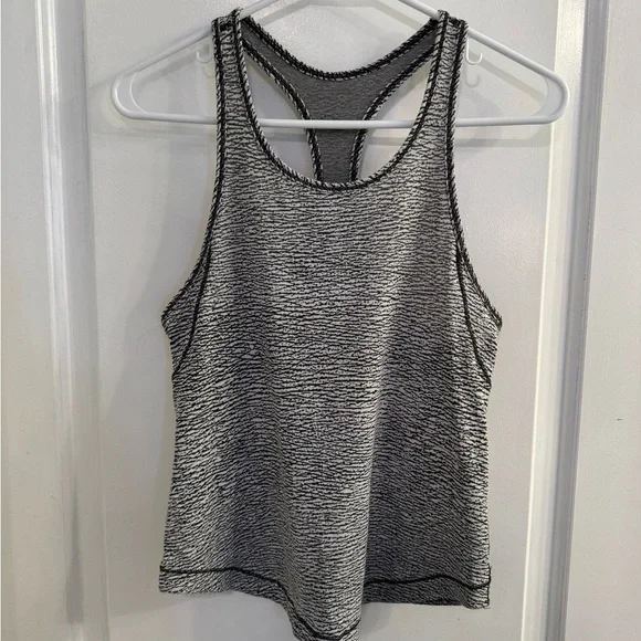 Lululemon Long Distance Tank Sheer Luon Pebble Jacquard V1 White Black