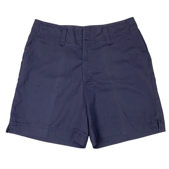 Dockers Favorite Fit Chino Cotton Side Vent Shorts Women 12 Navy Blue
