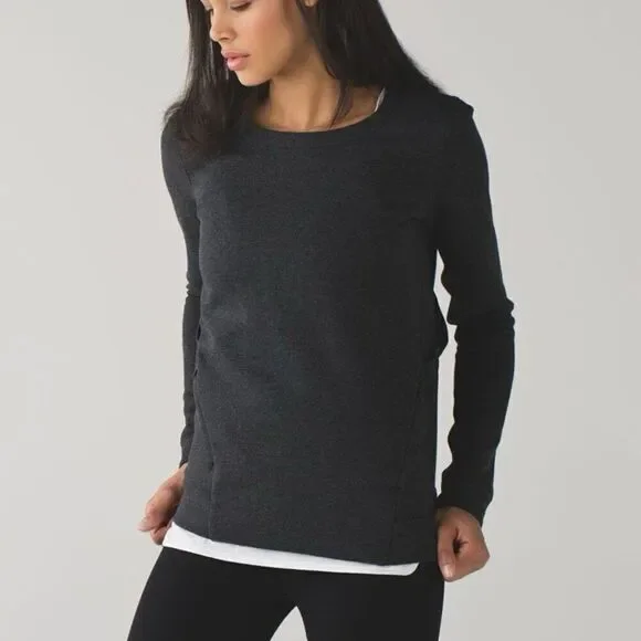 Lululemon &go Endeavor Long Sleeve Sweatshirt in Heathered Black Size 6