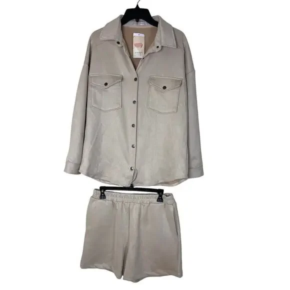 KIRUNDO Women's Suede Tracksuit - Tan, Size M - New!