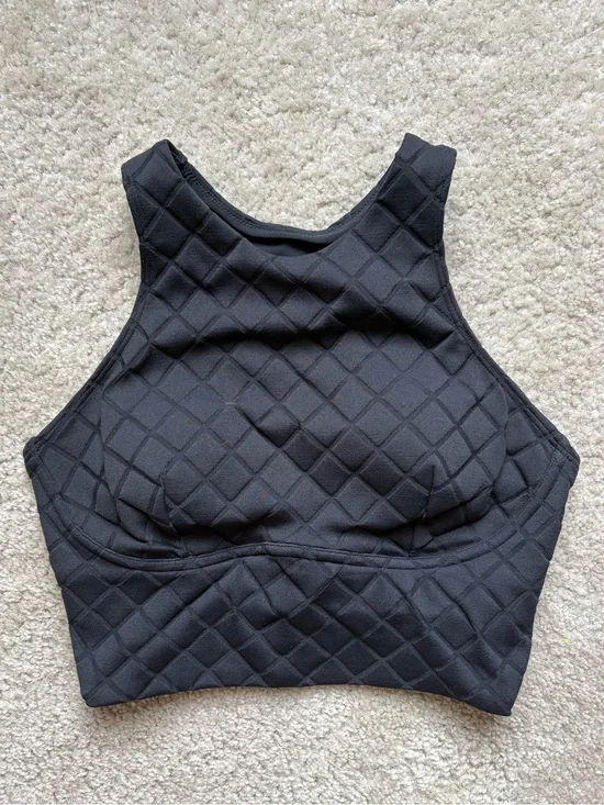 High-Neck Quilted Lululemon Swim Top - Black
