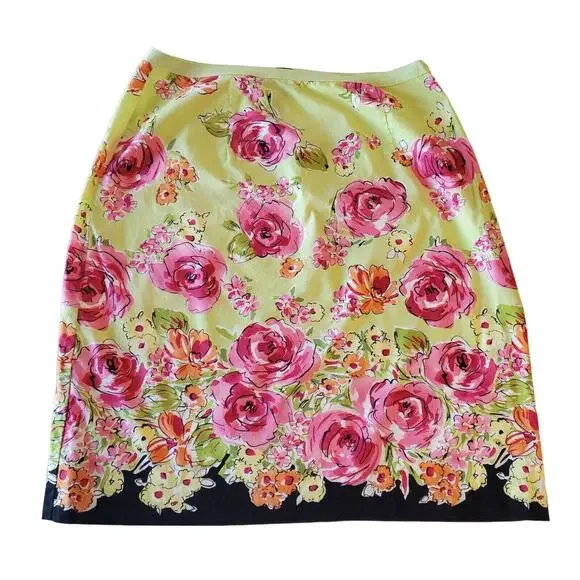 VAN HEUSEN Women 6 Skirt Tropical Floral Waist 26