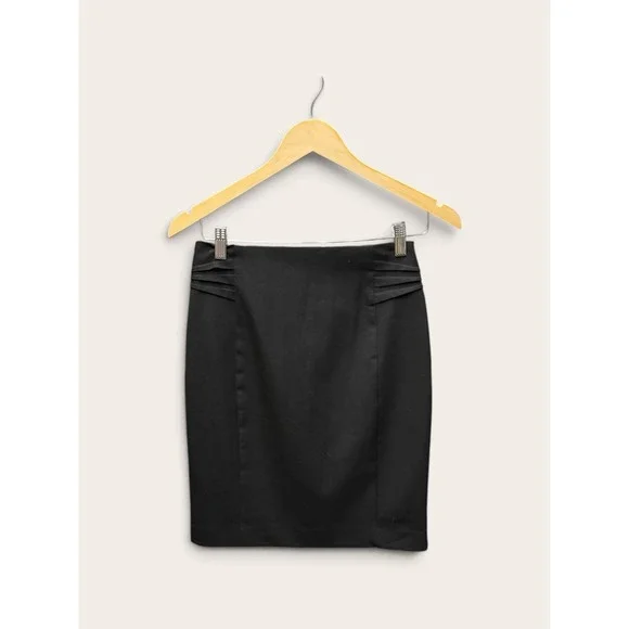 Express Black Pleated Hip Pencil Skirt Size 2 NWT Business Professional Career