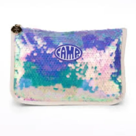 NEW CAMP Little Mermaid Disney Iridescent Sequin Zip Bag