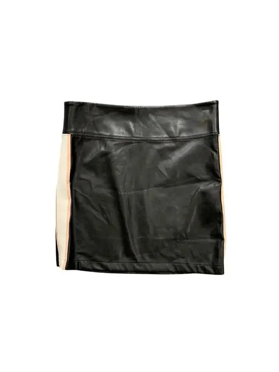 David Lerner Skirt Womens XS Extra Small Black White‎ Faux Leather Side Stripes