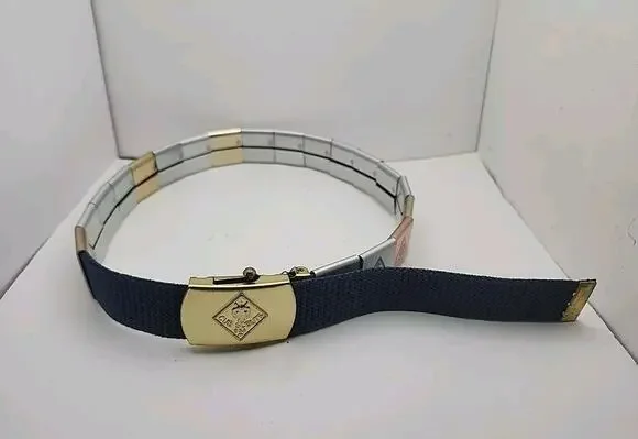BSA Cub Scout Belt w/ Brass Buckle & 19 Merit Badges Adventure Loop Slides 31 in