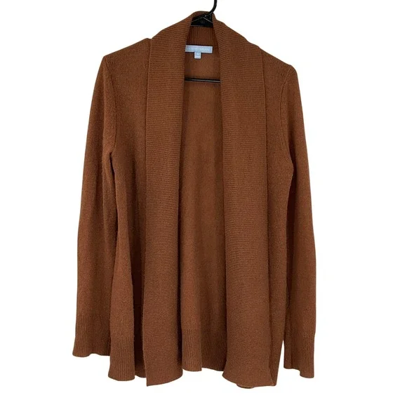 ANTONIO‎ MELANI Brown Ribbed Shawl Collar Cardigan Sweater Sz M 100% Cashmere
