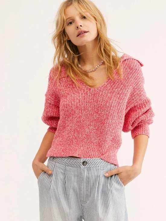 Free People Love this City Pink Sweater Size S