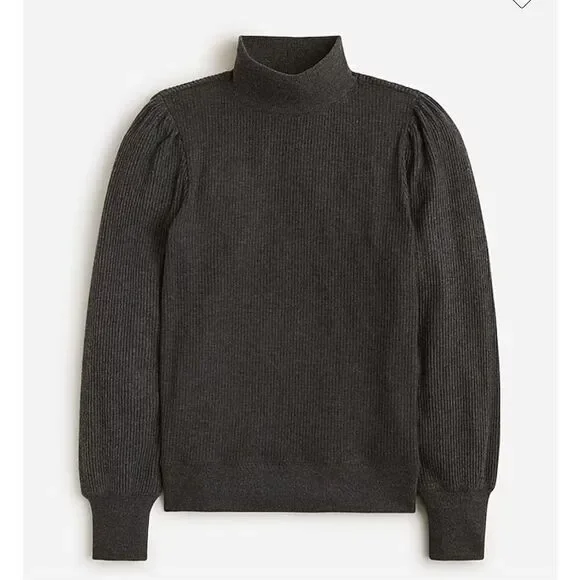 J. CREW Women’s Gray Mock Neck Ribbed Pullover Sweater XL Long Sleeve‎ Soft NWT