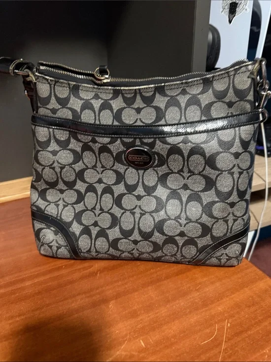 Coach Signature Crossbody Bag in Black and Gray