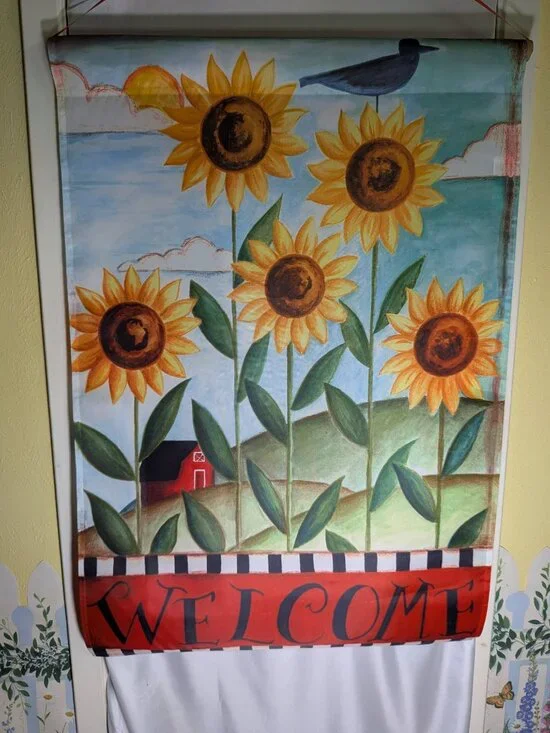 Jetmax Autumn Barn Sunflowers Country Welcome House Flag 38