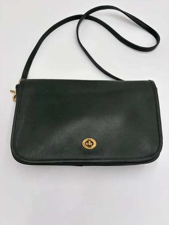 Vintage Coach Pocket Purse Bottle Green USA Leather Pre-1994