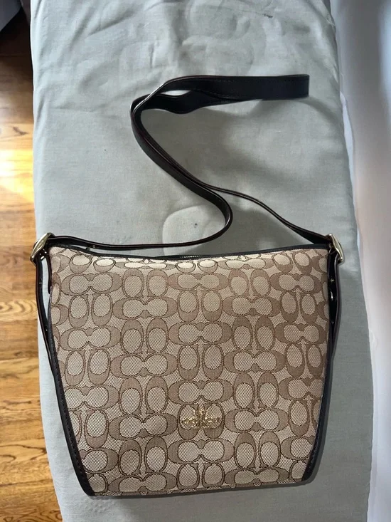 Coach Khaki and Chocolate Signature Crossbody Bag