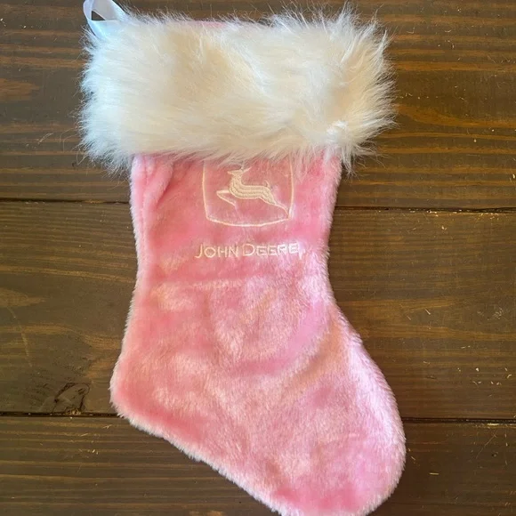 Pink Fluffy John‎ Deere Christmas Stocking 15”