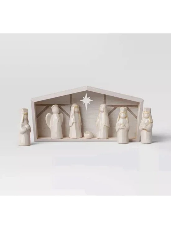 Target Wondershop 8-piece Christmas Ceramic Nativity Set, NIB