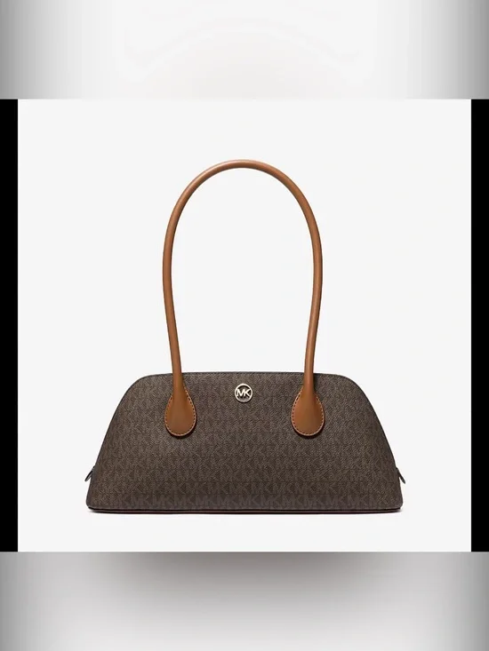 Michael Kors Brown & Tan Logo Dome Shoulder Bag