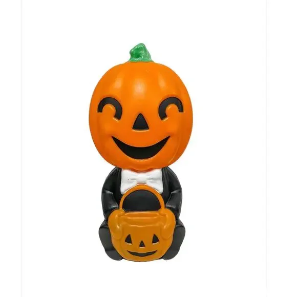 Halloween Pumpkin Trick or Treater Blow Mold Light 14” Jack O Lantern