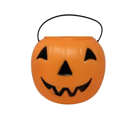 Vintage General Foam Plastics Halloween Jack-O-Lantern Pumpkin Candy Pail